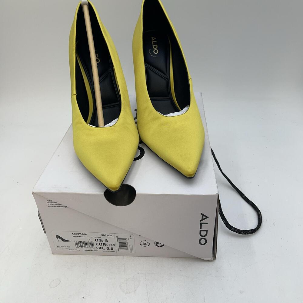 Aldo LESSY-378 Shoes Womens Yellow Pointed Toe Stiletto Dress Pumps Size 8